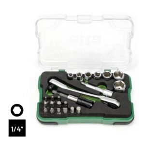 14000005079 Elta 1/4'' Altı Köşe Cırcır Lokma Anahtar ve Bits Set 23 Parça